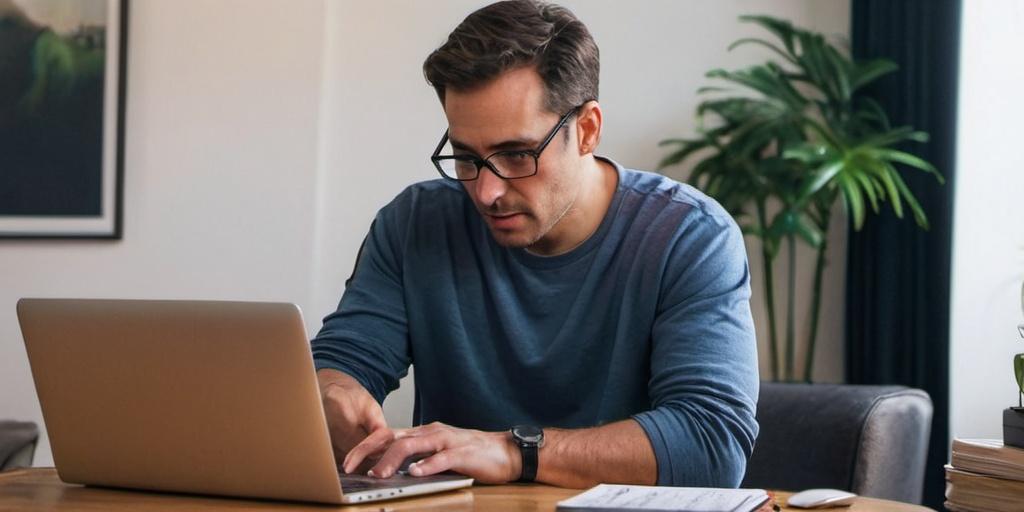 Man investigationg brokers on his computer